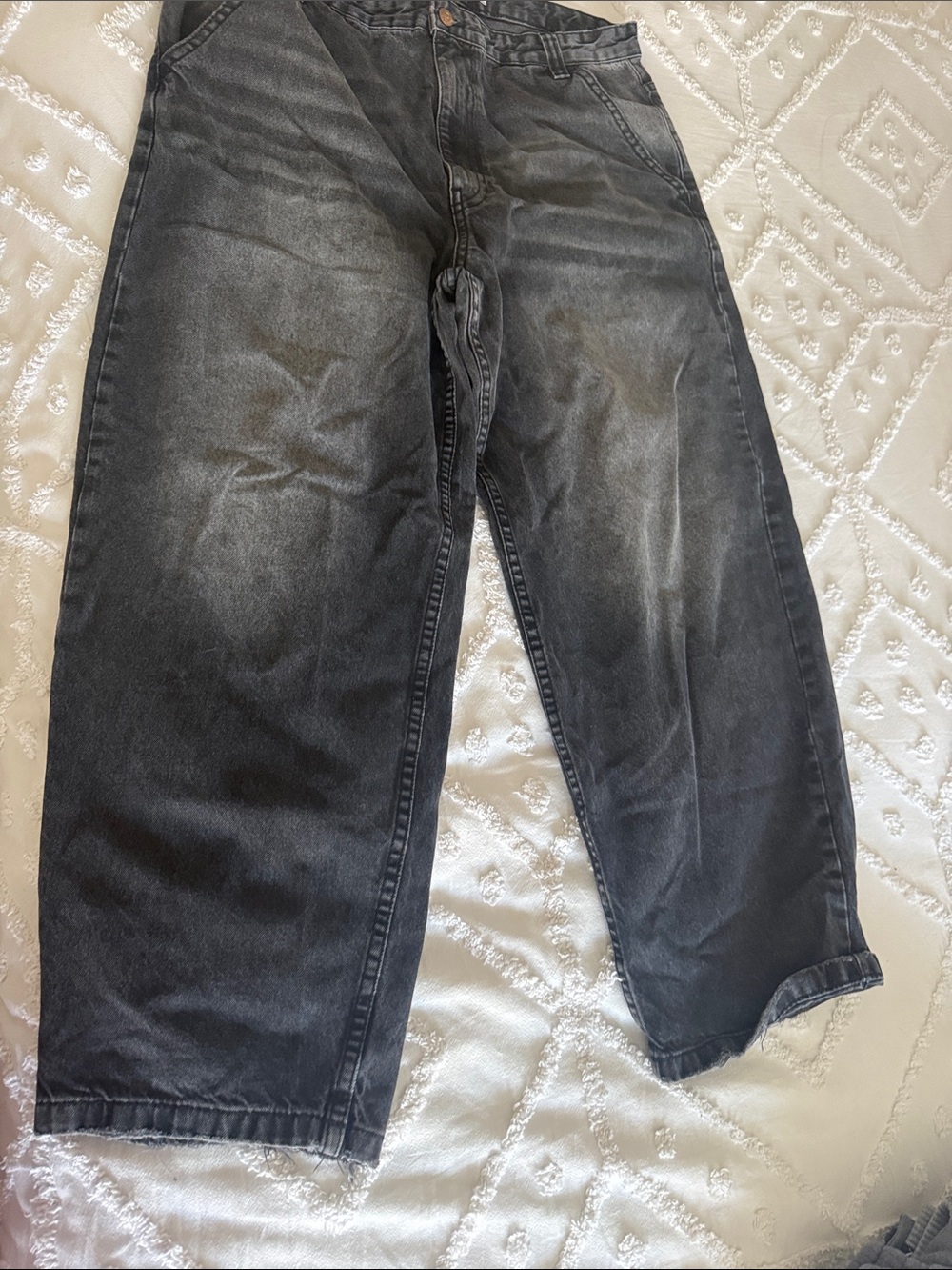 Bershka Washed Black Relaxed Fit Jeans